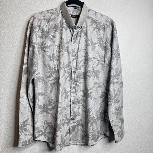 The Paribito Mens Kurta Sz Large Gray Collared Long Sleeve Button Down Shirt - Picture 2 of 11